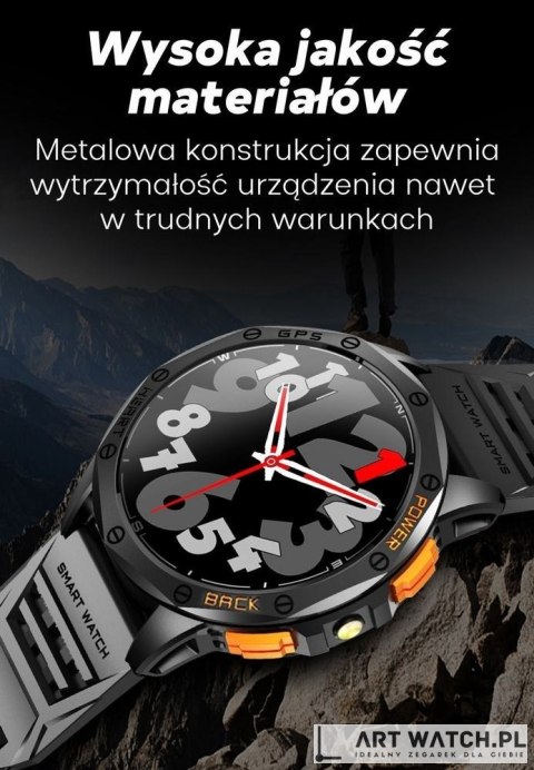 Smartwatch Męski GRAVITY GPS GT24-2 Czarny Pasek Silikonowy + Biały Pasek Silikonowy