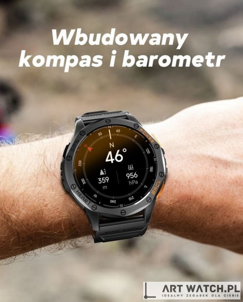 Smartwatch Męski GRAVITY GPS GT24-2 Czarny Pasek Silikonowy + Biały Pasek Silikonowy