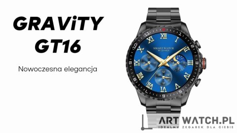 Smartwatch Męski GRAVITY GT16-2 Black / Czarna Bransoleta