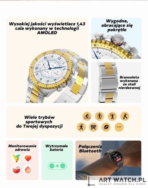 Smartwatch Męski GRAVITY GT16-2 Black / Czarna Bransoleta