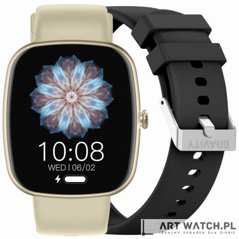 Smartwatch Damski GRAVITY GT18-7 Beżowy Pasek Silikonowy + Czarny Pasek