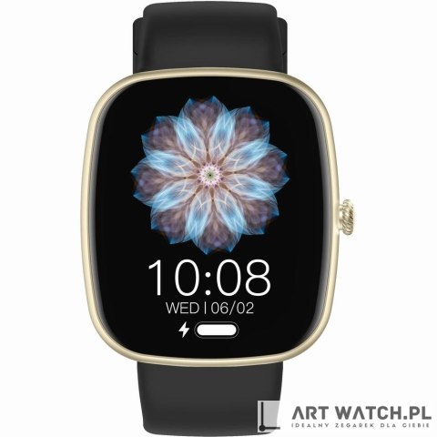 Smartwatch Damski GRAVITY GT18-7 Beżowy Pasek Silikonowy + Czarny Pasek