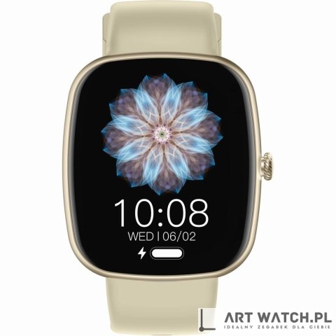Smartwatch Damski GRAVITY GT18-7 Beżowy Pasek Silikonowy + Czarny Pasek