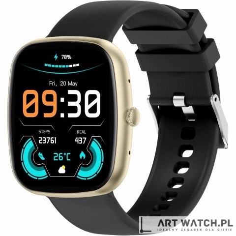 Smartwatch Damski GRAVITY GT18-7 Beżowy Pasek Silikonowy + Czarny Pasek