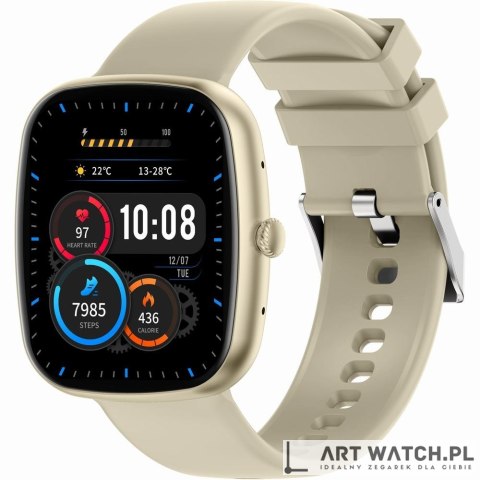 Smartwatch Damski GRAVITY GT18-7 Beżowy Pasek Silikonowy + Czarny Pasek