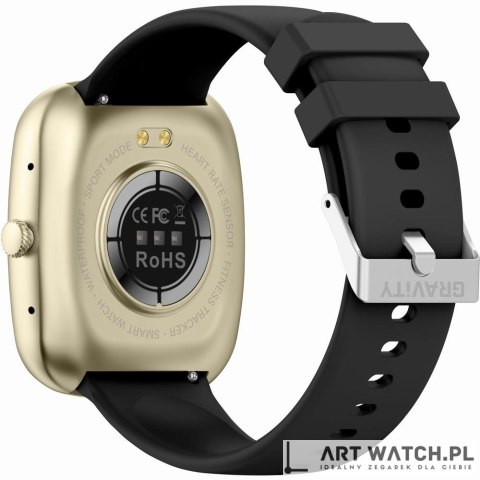 Smartwatch Damski GRAVITY GT18-7 Beżowy Pasek Silikonowy + Czarny Pasek