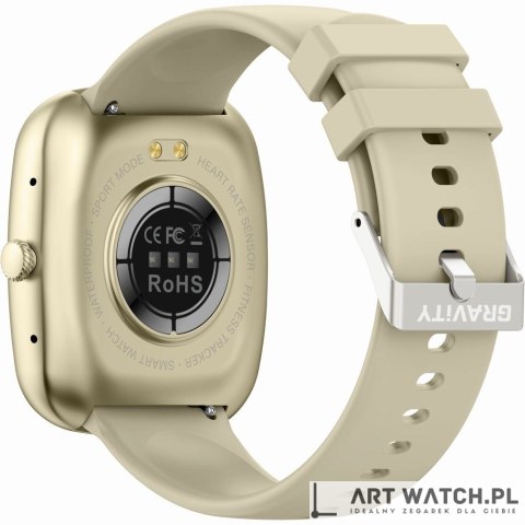 Smartwatch Damski GRAVITY GT18-7 Beżowy Pasek Silikonowy + Czarny Pasek