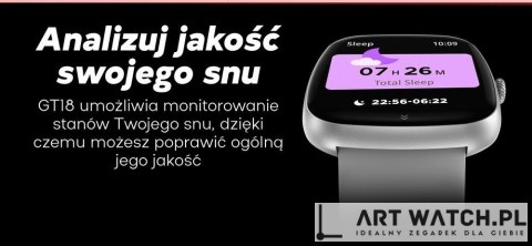 Smartwatch Damski GRAVITY GT18-7 Beżowy Pasek Silikonowy + Czarny Pasek