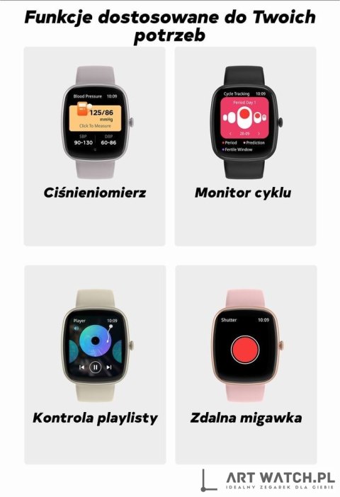 Smartwatch Damski GRAVITY GT18-7 Beżowy Pasek Silikonowy + Czarny Pasek