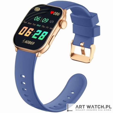 Smartwatch Damski GRAVITY GT28-8 Pasek + Bransoleta Różowe złoto Granatowy