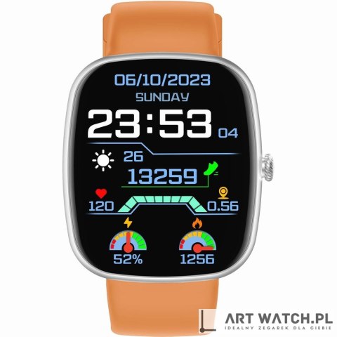 Smartwatch Męski GRAVITY GT18-4 Pomarańczowy Pasek Silikonowy + Czarny Pasek