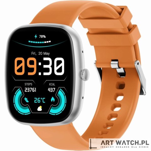 Smartwatch Męski GRAVITY GT18-4 Pomarańczowy Pasek Silikonowy + Czarny Pasek