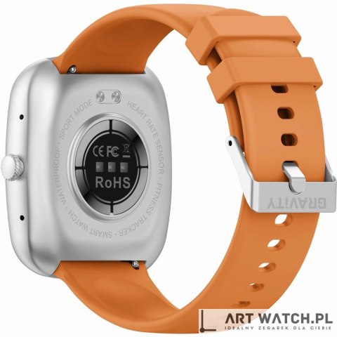 Smartwatch Męski GRAVITY GT18-4 Pomarańczowy Pasek Silikonowy + Czarny Pasek