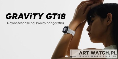 Smartwatch Męski GRAVITY GT18-4 Pomarańczowy Pasek Silikonowy + Czarny Pasek