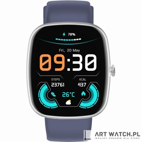 Smartwatch Męski GRAVITY GT18-6 Czarny Pasek Silikonowy + Granatowy Pasek