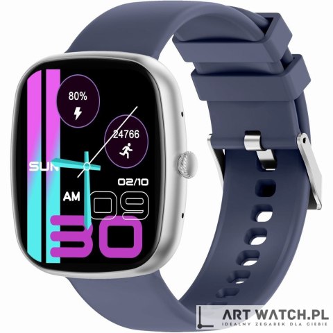Smartwatch Męski GRAVITY GT18-6 Czarny Pasek Silikonowy + Granatowy Pasek