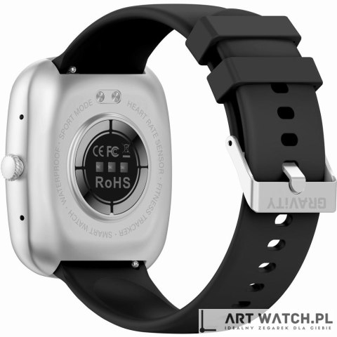 Smartwatch Męski GRAVITY GT18-6 Czarny Pasek Silikonowy + Granatowy Pasek