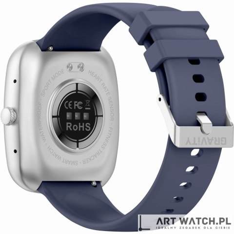 Smartwatch Męski GRAVITY GT18-6 Czarny Pasek Silikonowy + Granatowy Pasek