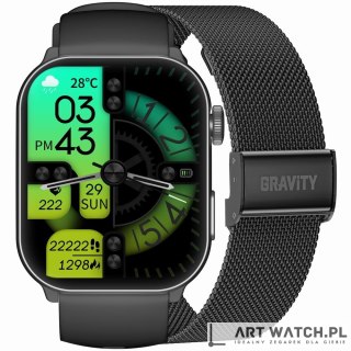 Smartwatch Męski GRAVITY GT28-1 Pasek + Bransoleta Czarny