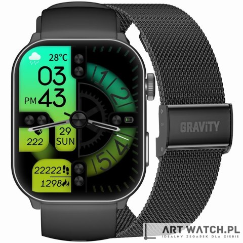 Smartwatch Męski GRAVITY GT28-1 Pasek + Bransoleta Czarny