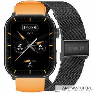 Smartwatch Męski GRAVITY GT28-2 Pasek + Bransoleta Pomarańczowo Czarny