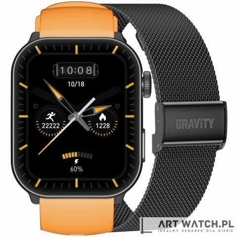 Smartwatch Męski GRAVITY GT28-2 Pasek + Bransoleta Pomarańczowo Czarny