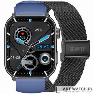 Smartwatch Męski GRAVITY GT28-3 Pasek + Bransoleta Granatowo Czarny