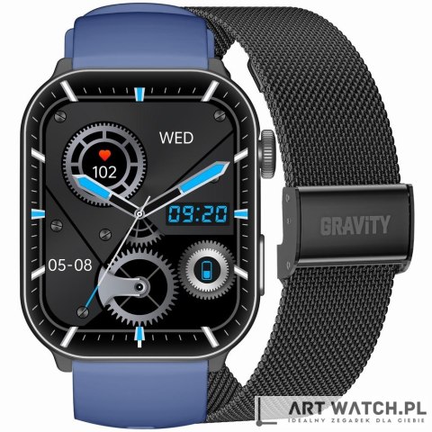Smartwatch Męski GRAVITY GT28-3 Pasek + Bransoleta Granatowo Czarny