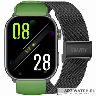 Smartwatch Męski GRAVITY GT28-4 Pasek + Bransoleta Zielono Czarny