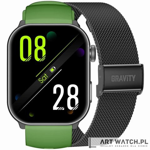 Smartwatch Męski GRAVITY GT28-4 Pasek + Bransoleta Zielono Czarny