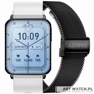 Smartwatch Gravity Biało Czarny 2 Paski GT17-8