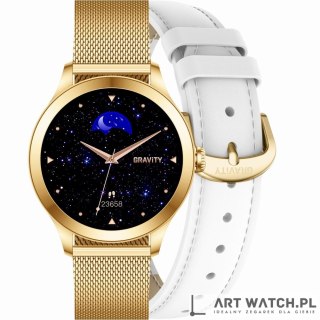 Smartwatch Gravity Biało Złoty 2 Paski GT25-2 PRO