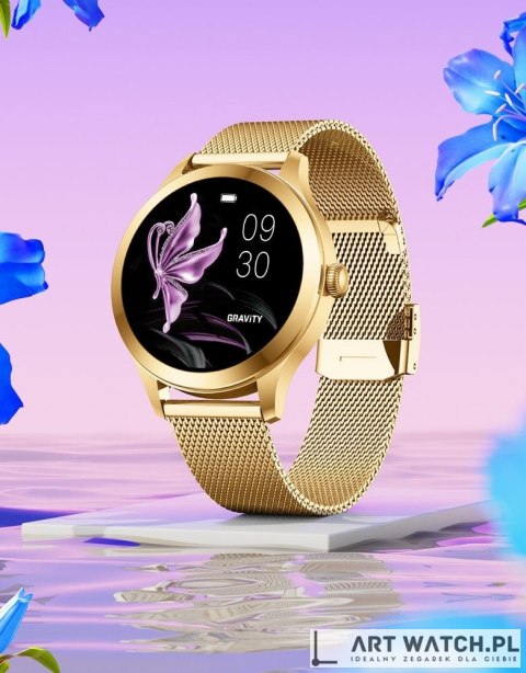 Smartwatch Gravity Biało Złoty 2 Paski GT25-2 PRO