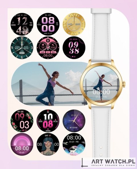 Smartwatch Gravity Biało Złoty 2 Paski GT25-2 PRO