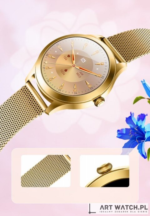 Smartwatch Gravity Biało Złoty 2 Paski GT25-2 PRO