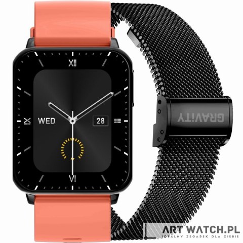 Smartwatch Gravity Czerwono Czarny 2 Paski GT17-10