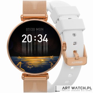 Smartwatch Gravity Różowe Złoto Biały 2 Paski GT26-2