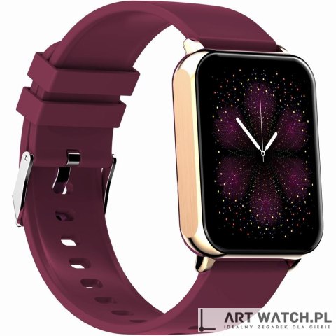 Smartwatch Gravity Różowe Złoto Bordowy 2 Paski GT17-6