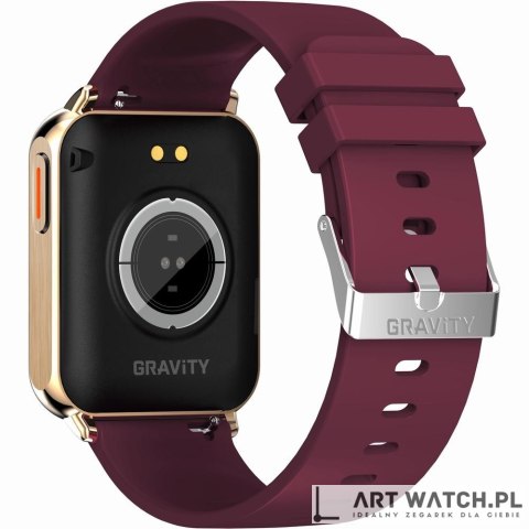 Smartwatch Gravity Różowe Złoto Bordowy 2 Paski GT17-6