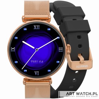 Smartwatch Gravity Różowe Złoto Czarny 2 Paski GT26-3