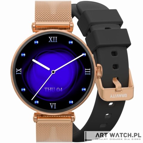 Smartwatch Gravity Różowe Złoto Czarny 2 Paski GT26-3