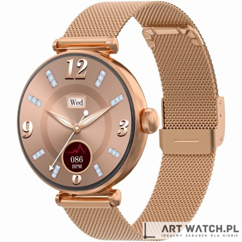 Smartwatch Gravity Różowe Złoto Czarny 2 Paski GT26-3