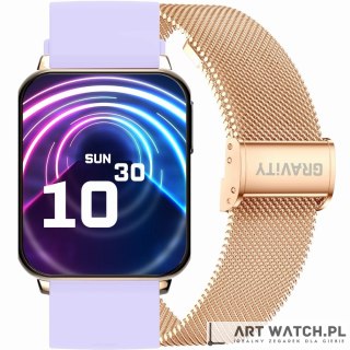 Smartwatch Gravity Różowe Złoto Fioletowy 2 Paski GT17-3