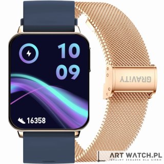 Smartwatch Gravity Różowe Złoto Granatowy 2 Paski GT17-2