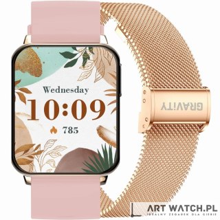 Smartwatch Gravity Różowe Złoto Różowy 2 Paski GT17-1
