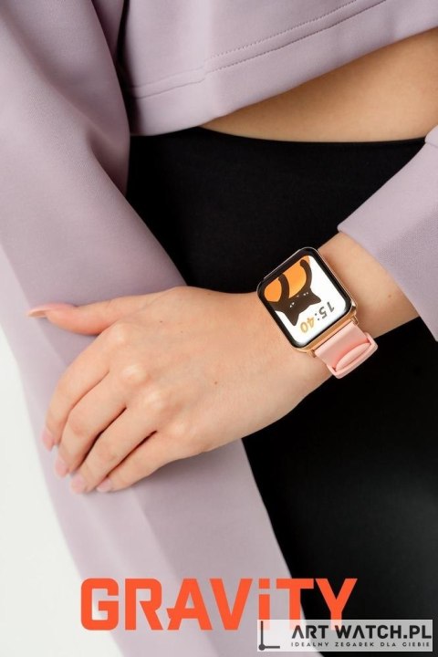 Smartwatch Gravity Różowe Złoto Różowy 2 Paski GT17-1
