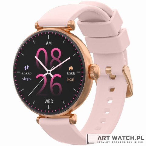 Smartwatch Gravity Różowe Złoto Różowy 2 Paski GT26-1
