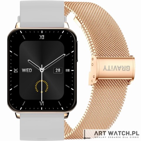 Smartwatch Gravity Różowe Złoto Szary 2 Paski GT17-4