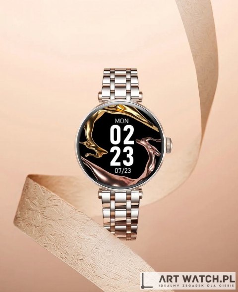 Smartwatch Gravity Różowe Złoto-srebrny Różowy 2 Paski GT26-4
