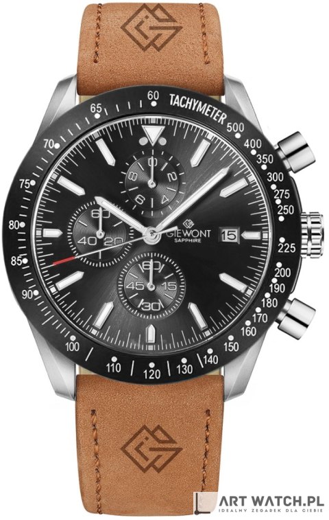 Zegarek Męski Giewont Chronograph Sapphire Brązowo Czarny GW8720-A1